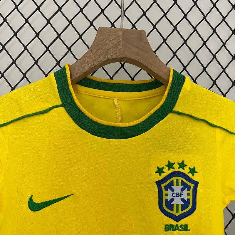 Brazil Home Kids Retro Soccer 1998