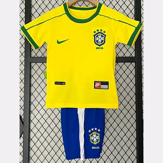 Brazil Home Kids Retro Soccer 1998
